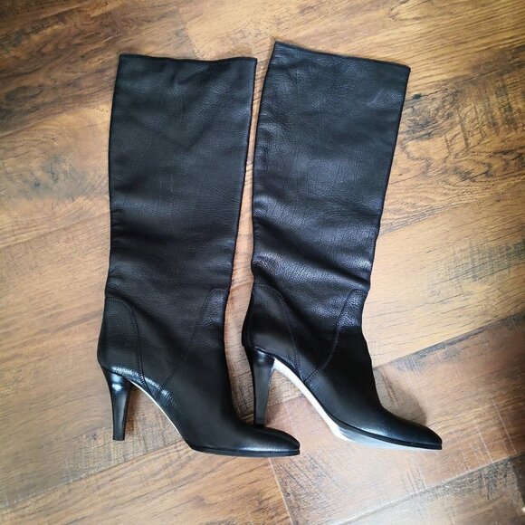 Franklin Elman Italy Soft Leather Knee High Boots Black Size US 9 EU 40 - Picture 4 of 12